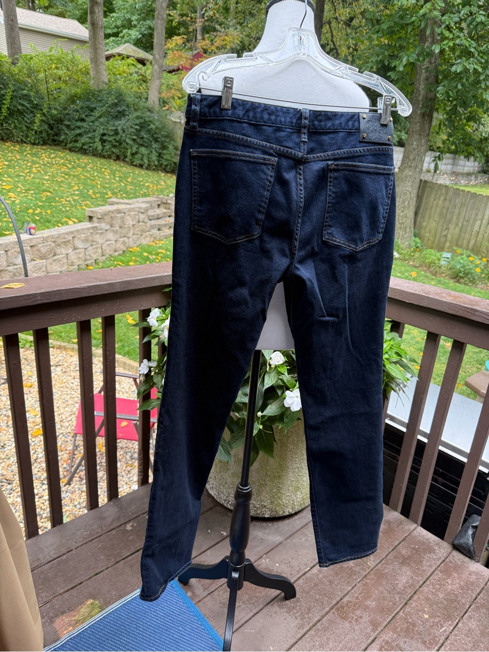 Tory Burch Womens Straight Leg Dark Wash Blue Denim Stretch Jeans Size 32